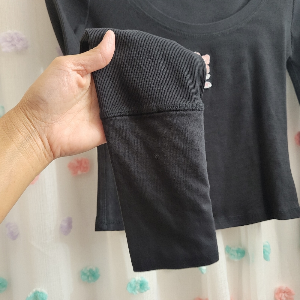 #237- Free People At The Park Long Sleeve Tee in Black NWOT - Picture 7 of 8